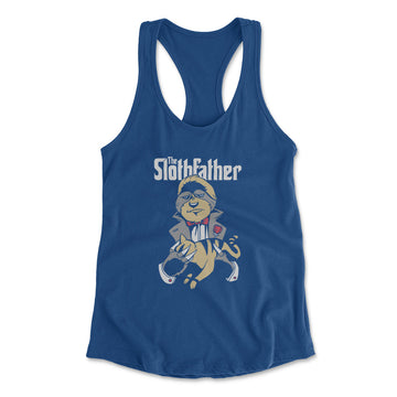 The Slothfather Womens Racerback Tank in Royal color